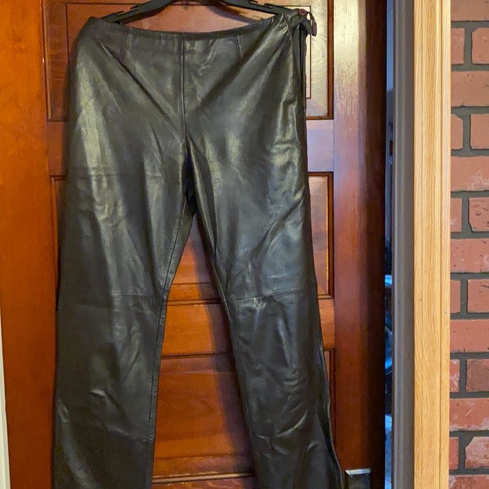 Dark brown leather pants